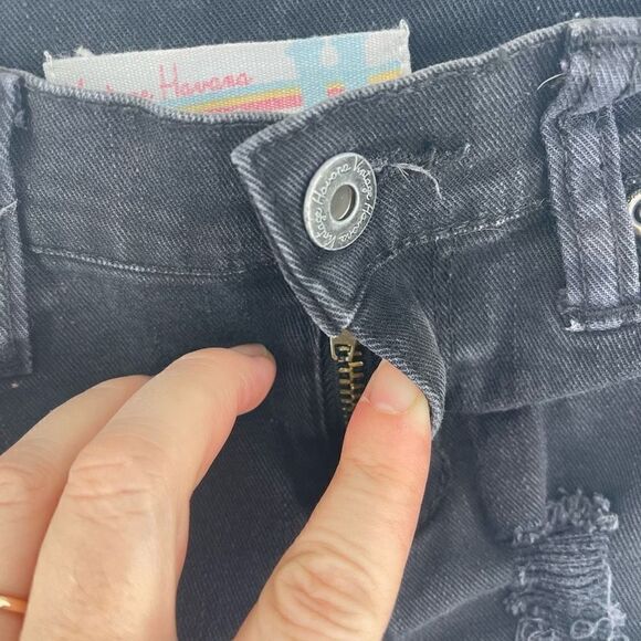 Vintage Havana girls Jean Shorts Cut Off Ripped Hot Pants Denim Black Size 7 - Picture 7 of 7